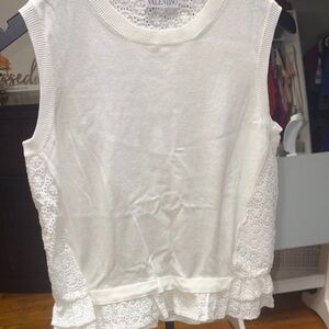 RED Valentino Women's White Lace Trim Blouse